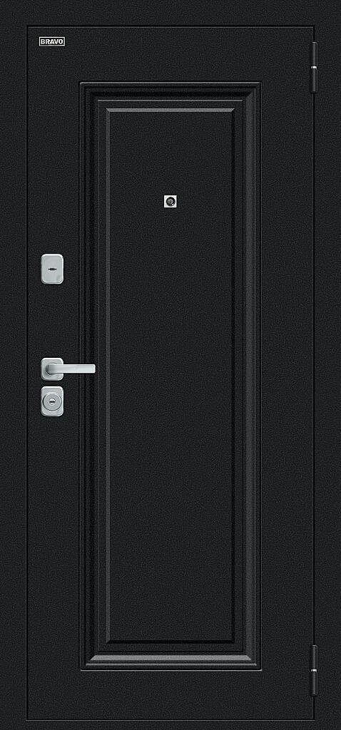 Входная дверь Мило МФ/BChrome Букле черное/Wenge Melinga BR6203 внешняя сторона