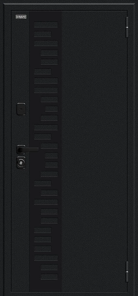 Входная дверь Thermo Техно Д2/SBlack Букле черное/White Silk BR6220 внешняя сторона