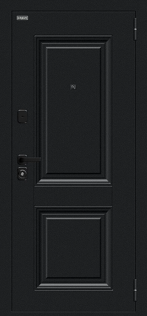 Входная дверь Некст МФ/SBlack Букле черное/White Silk BR6208 внешняя сторона