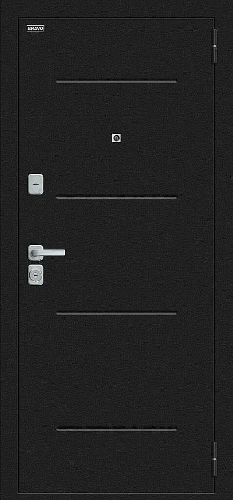 Входная дверь Техно/BChrome Букле черное/Cappuccino Melinga BR6191 внешняя сторона