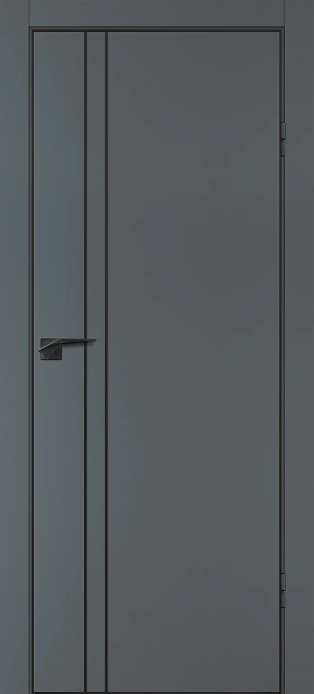 Фото Межкомнатная дверь P-20  черный молдинг PET,  кромка ABS черная c 4-х ст. Графит матовый