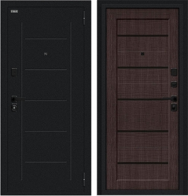 Дверь Браво Борн/SBlack Букле черное/Wenge Melinga
